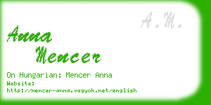 anna mencer business card